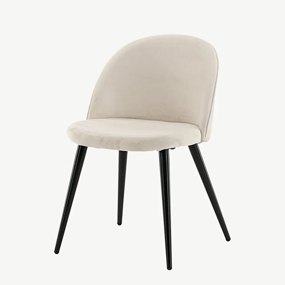 Beežist sametist söögitool Velvet-sarjast, mustade metalljalgadega, 19924-880 – 5