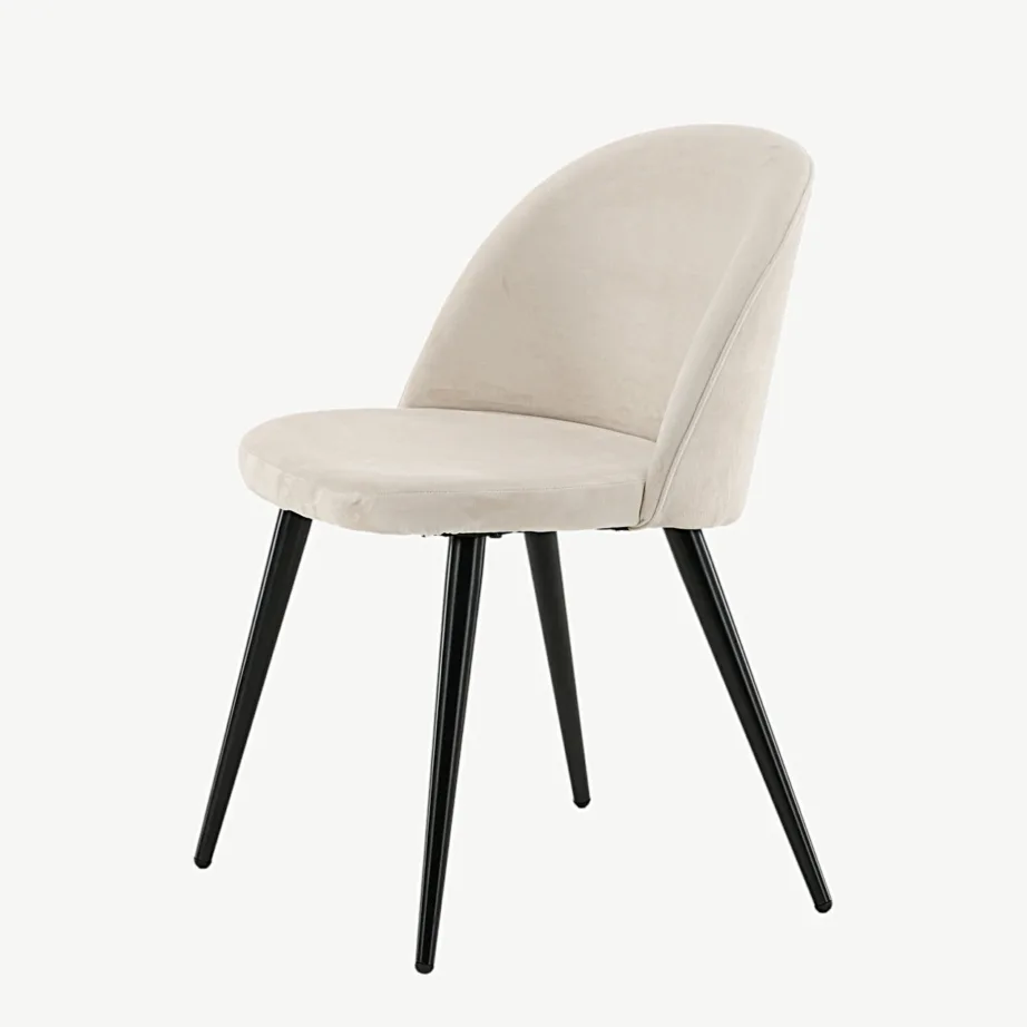 Beežist sametist söögitool Velvet-sarjast, mustade metalljalgadega, 19924-880 – 6