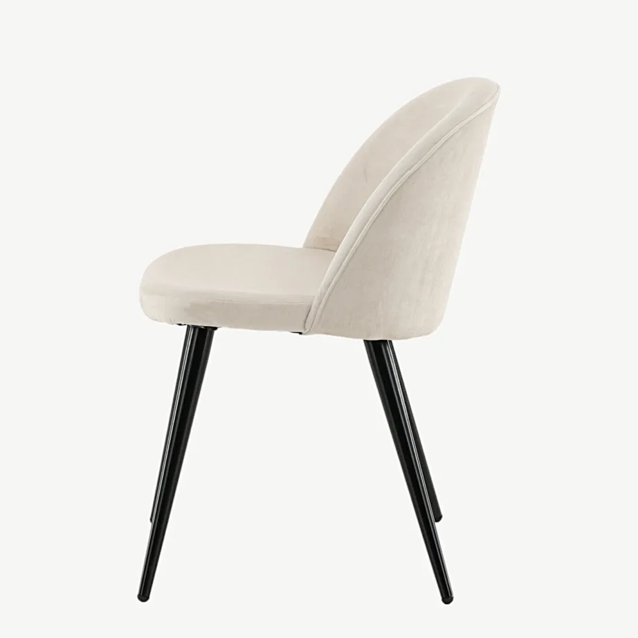 Beežist sametist söögitool Velvet-sarjast, mustade metalljalgadega, 19924-880 – 7