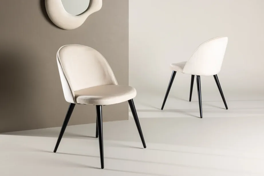 Beežist sametist söögitool Velvet-sarjast, mustade metalljalgadega, 19924-880 – 8