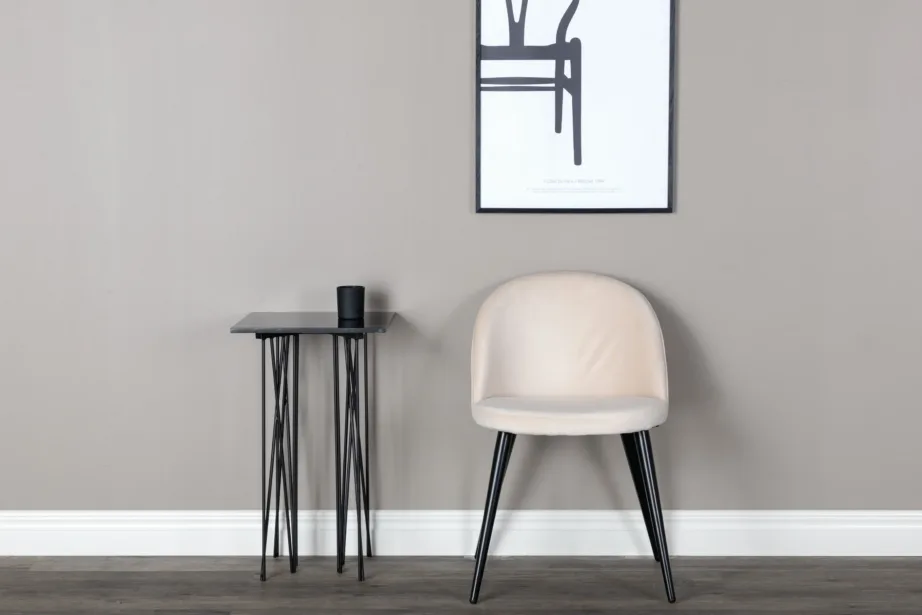 Beežist sametist söögitool Velvet-sarjast, mustade metalljalgadega, 19924-880 – 11