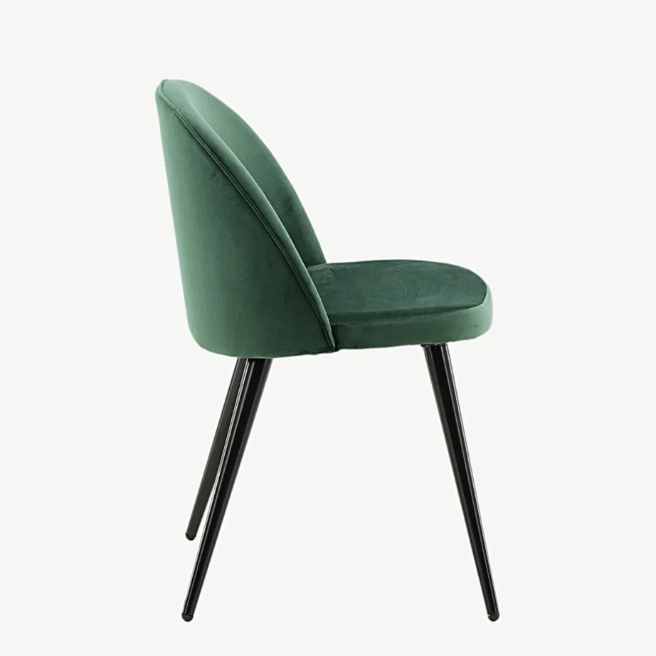 Rohelise sametkattega söögitool Velvet sarjast, mustad metalljalad, 19924-884 – 2