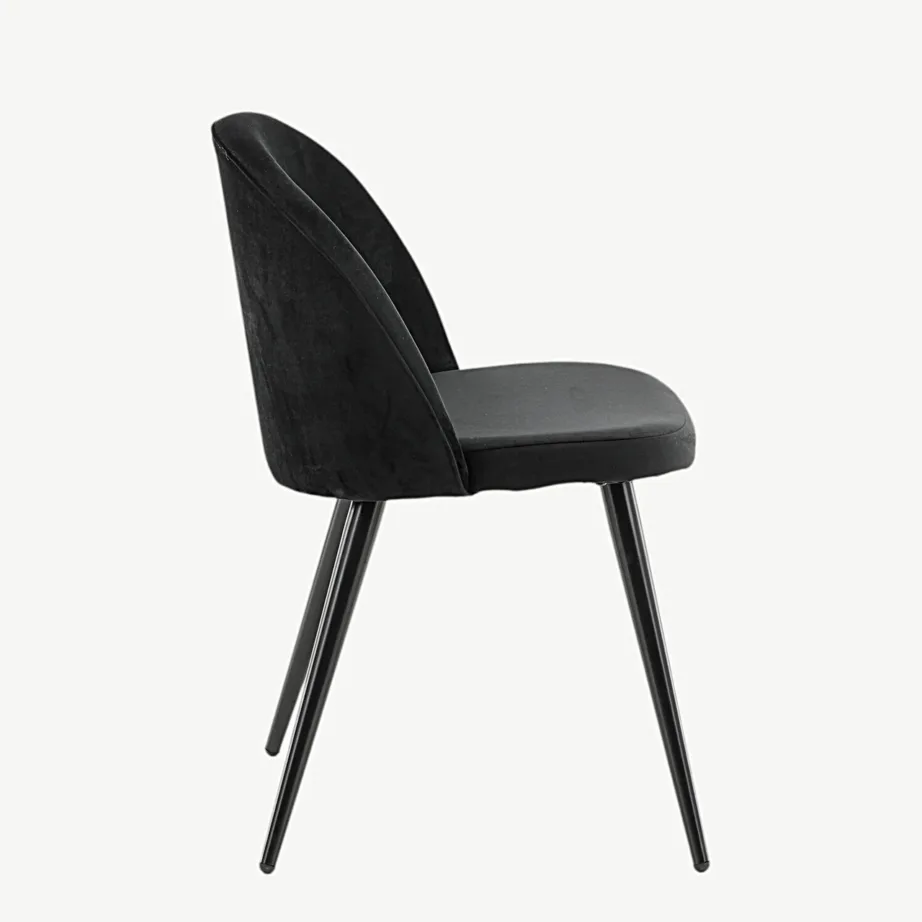 Must sametist söögitool pulbervärvitud terasjalgadega, Velvet kollektsioon, 19924-888 – 2