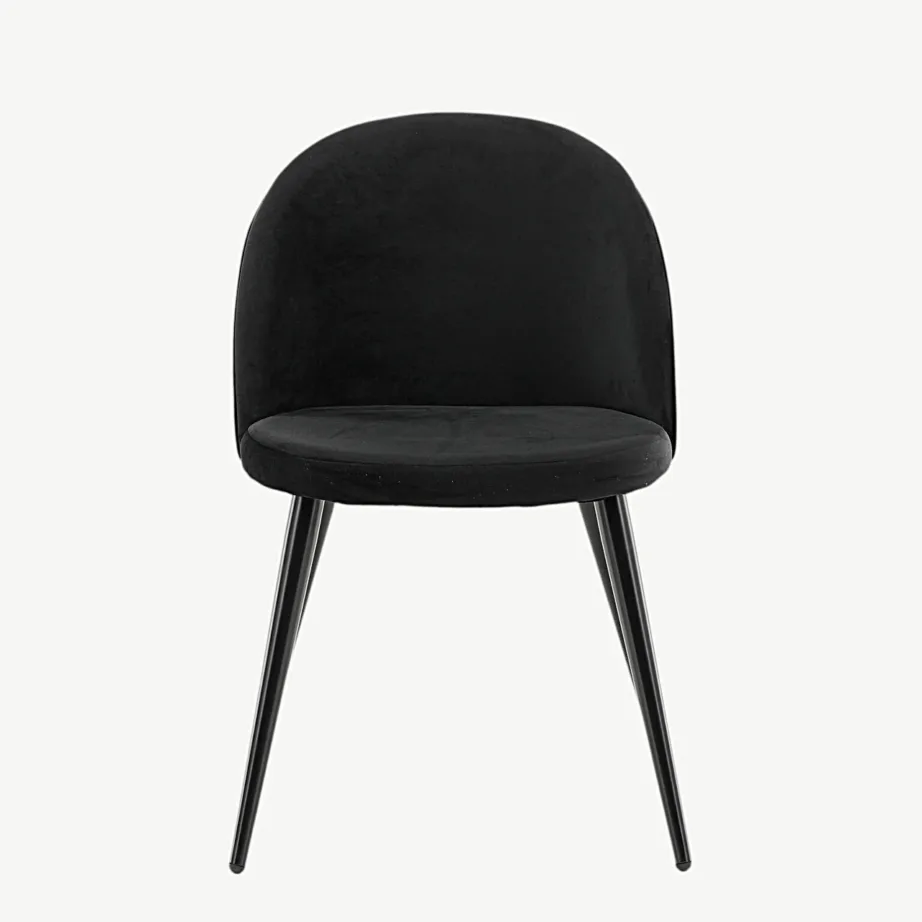 Must sametist söögitool pulbervärvitud terasjalgadega, Velvet kollektsioon, 19924-888 – 5