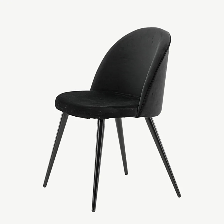 Must sametist söögitool pulbervärvitud terasjalgadega, Velvet kollektsioon, 19924-888 – 6