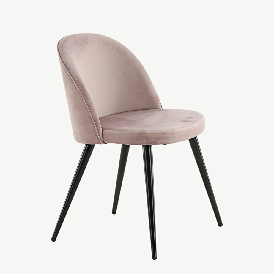 Tolmuroosa sametist söögitool mustade metalljalgadega, 19924-889 – 3