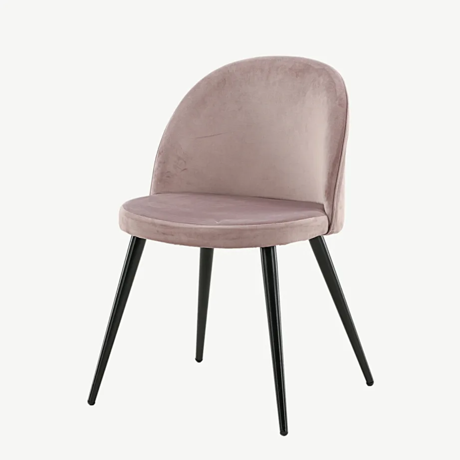 Tolmuroosa sametist söögitool mustade metalljalgadega, 19924-889 – 5