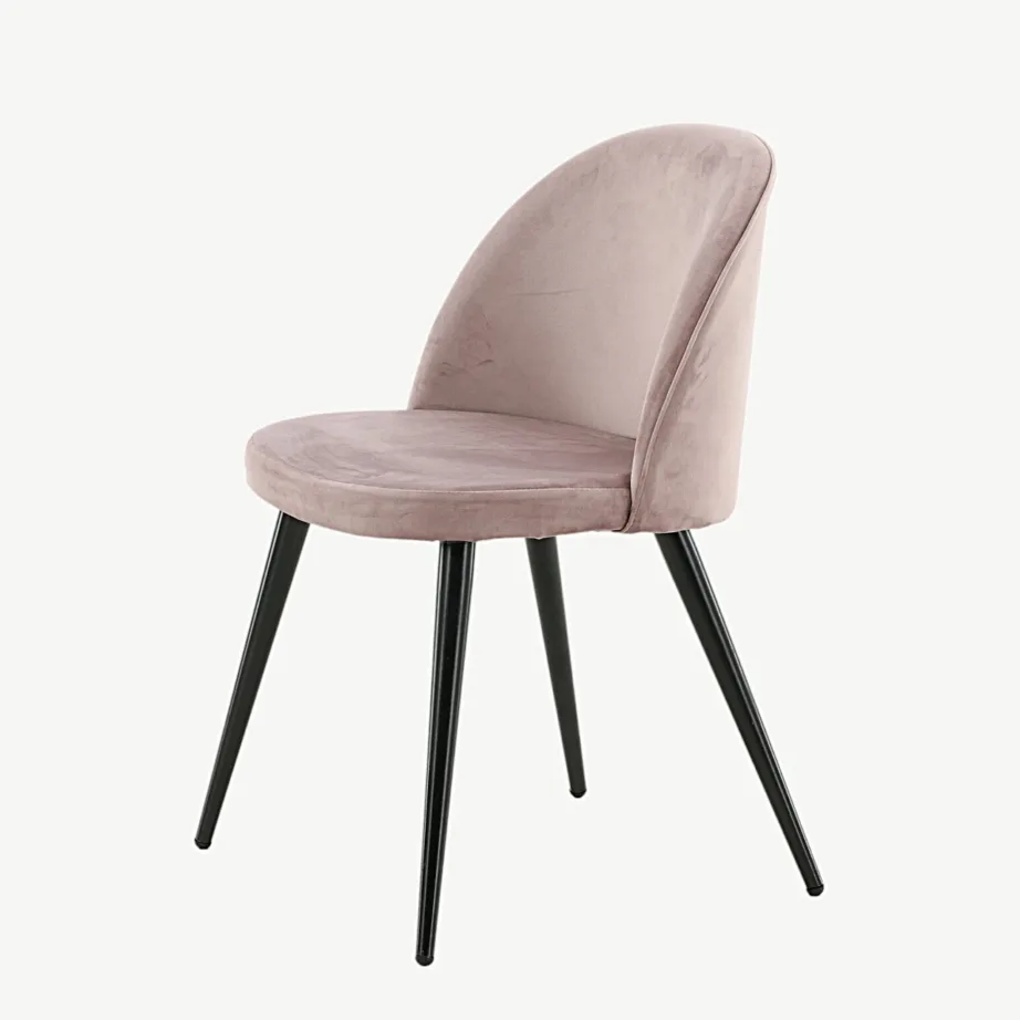 Tolmuroosa sametist söögitool mustade metalljalgadega, 19924-889 – 6