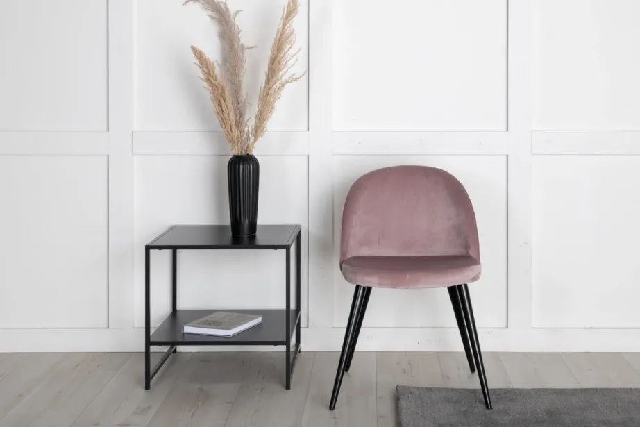 Tolmuroosa sametist söögitool mustade metalljalgadega, 19924-889 – 8