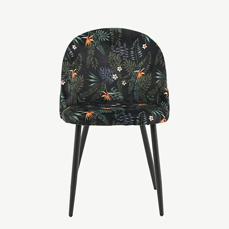 Velvet-sarja musta lillemustriga söögitool, sametkangas, mustad metalljalad, 19924-894 – 5