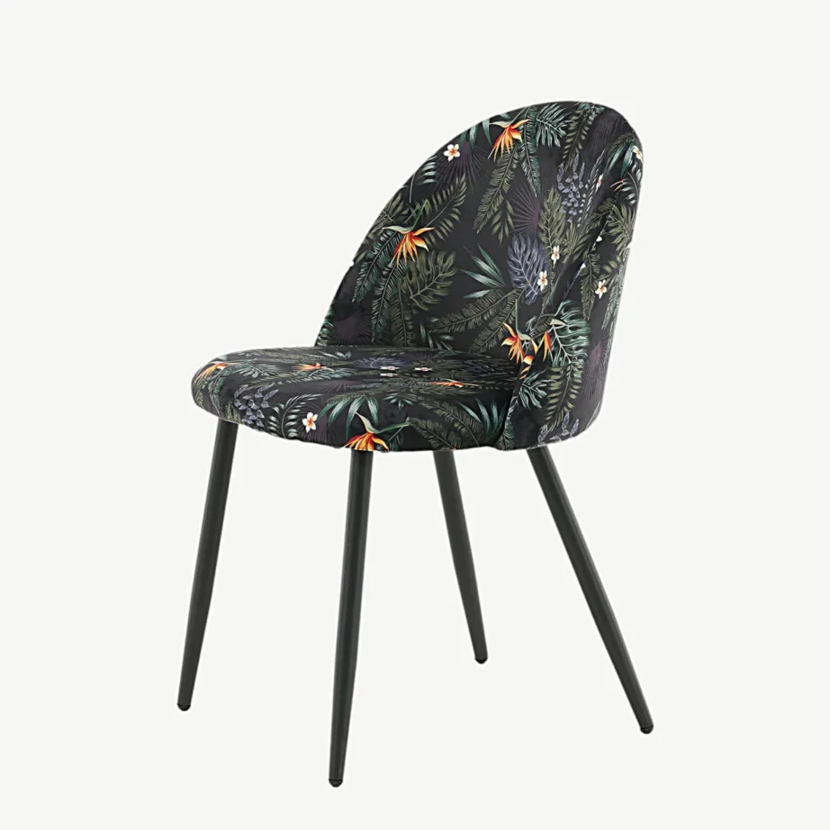 Velvet-sarja musta lillemustriga söögitool, sametkangas, mustad metalljalad, 19924-894 – 6