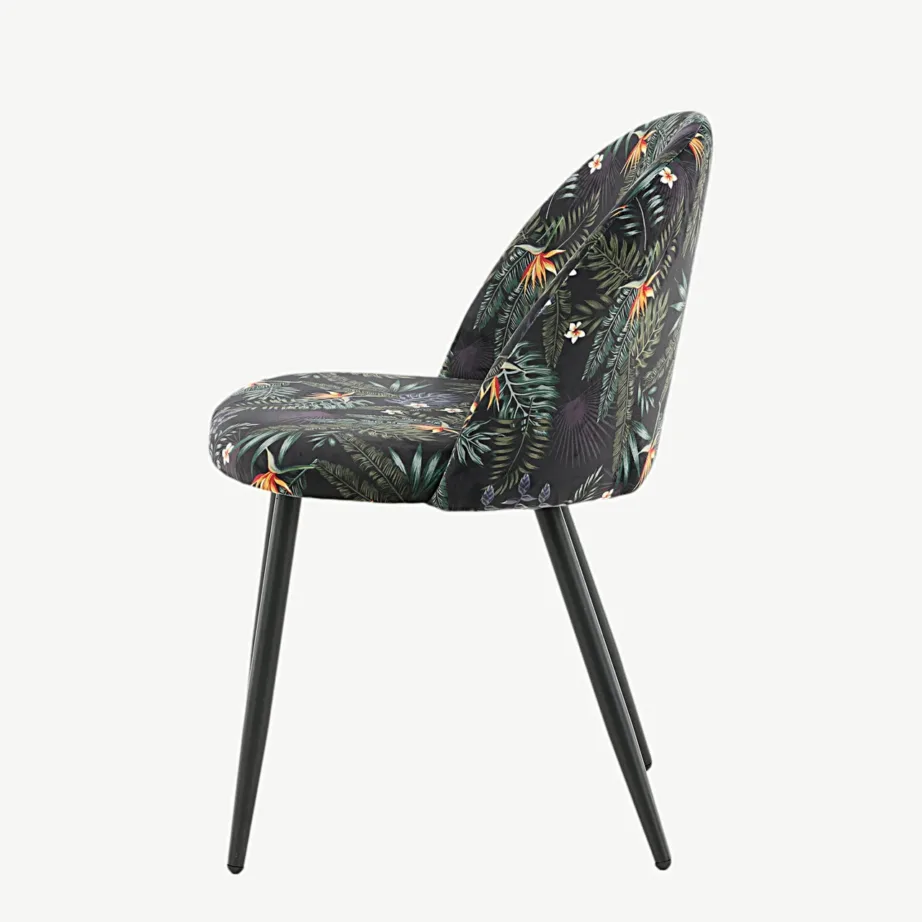 Velvet-sarja musta lillemustriga söögitool, sametkangas, mustad metalljalad, 19924-894 – 7