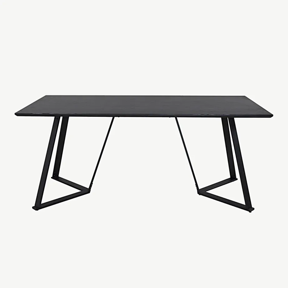 Must ristkülikukujuline söögilaud Marina MDF-ist, metalljalgadel (180 × 90 cm), 19925-088 – 3
