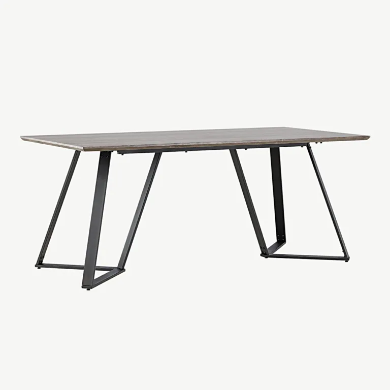 Söögilaud Marina halli MDF-plaadiga, mustadest metallist jalad, 180x90 cm - 19925-758