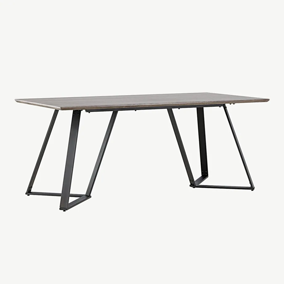 Söögilaud Marina halli MDF-plaadiga, mustadest metallist jalad, 180×90 cm, 19925-758 – 3