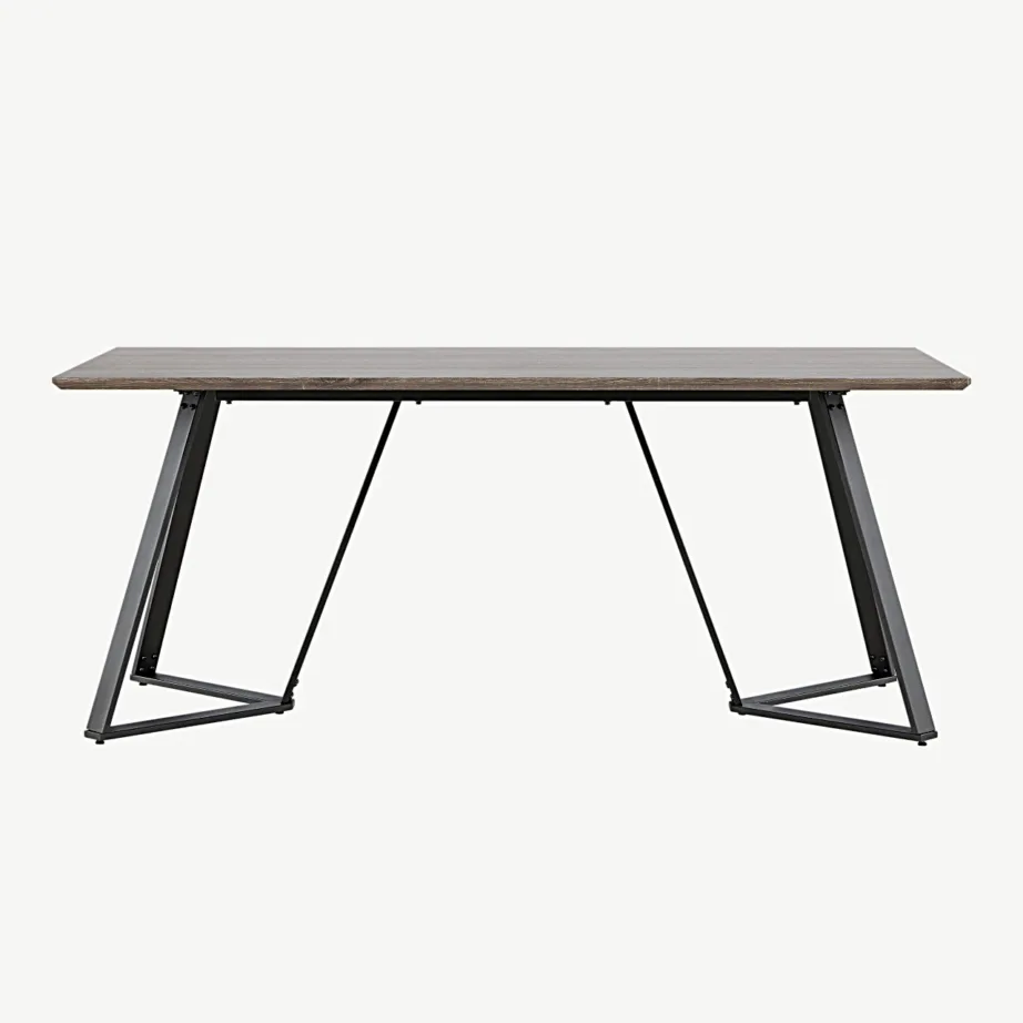 Söögilaud Marina halli MDF-plaadiga, mustadest metallist jalad, 180×90 cm, 19925-758 – 4