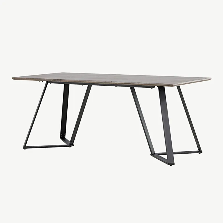 Söögilaud Marina halli MDF-plaadiga, mustadest metallist jalad, 180x90 cm - 19925-758