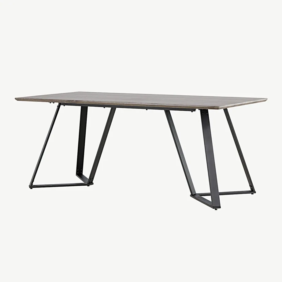 Söögilaud Marina halli MDF-plaadiga, mustadest metallist jalad, 180×90 cm, 19925-758 – 5