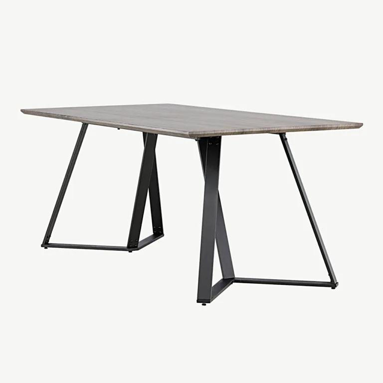 Söögilaud Marina halli MDF-plaadiga, mustadest metallist jalad, 180x90 cm - 19925-758