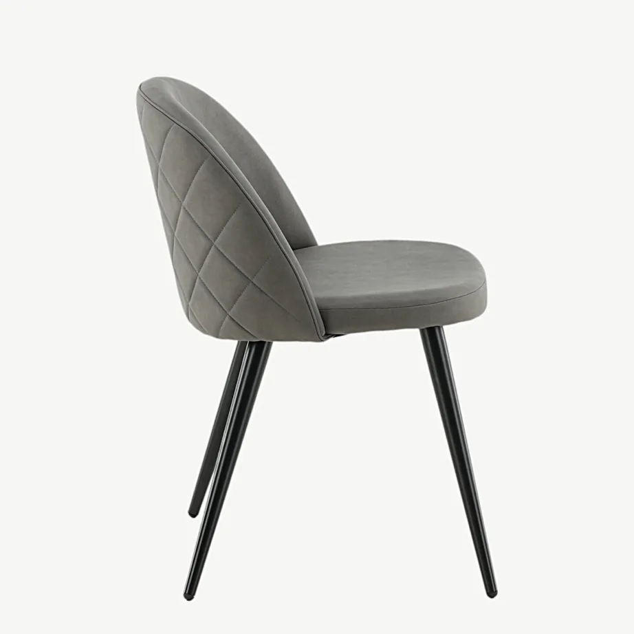 Polsterdatud hall sametist söögitool mustade terasjalgadega, 19925-855 – 2