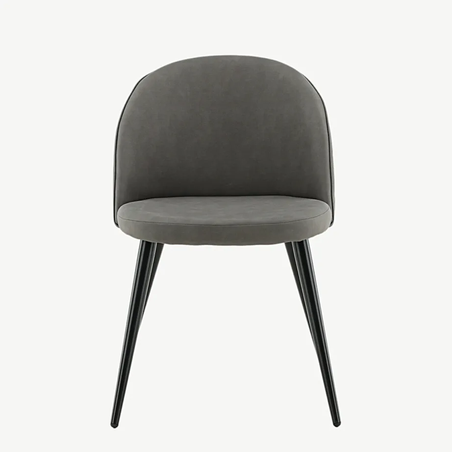 Polsterdatud hall sametist söögitool mustade terasjalgadega, 19925-855 – 4