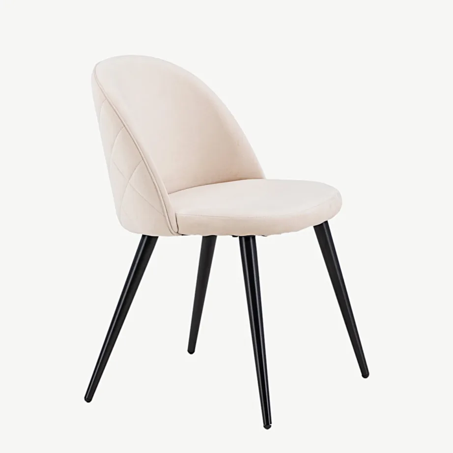 Beežist velvetkangast söögitool mustade terasjalgadega, 19925-880 – 3