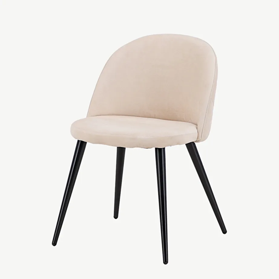 Beežist velvetkangast söögitool mustade terasjalgadega, 19925-880 – 5