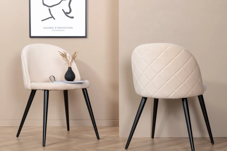 Beežist velvetkangast söögitool mustade terasjalgadega, 19925-880 – 8