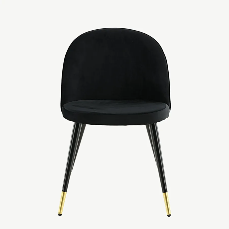 Mustast sametist söögitool mustade terasjalgade ja kuldsete detailidega, 19925-888 – 4
