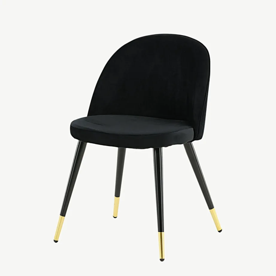 Mustast sametist söögitool mustade terasjalgade ja kuldsete detailidega, 19925-888 – 5