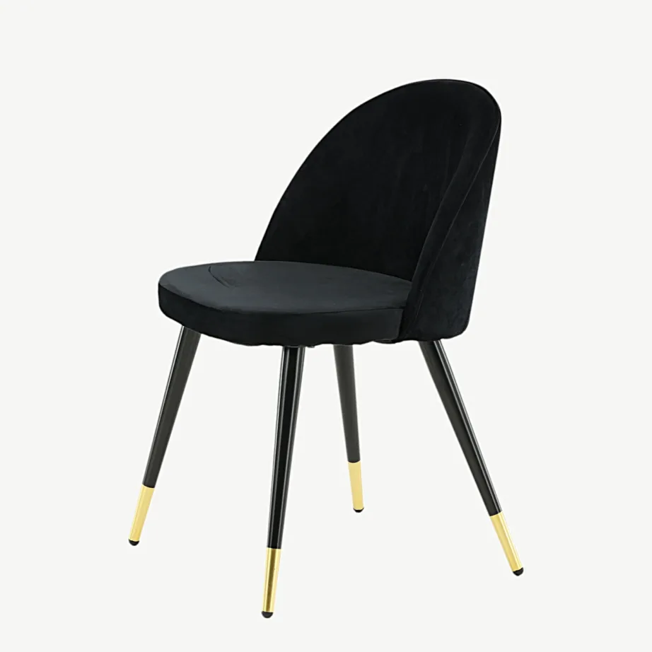 Mustast sametist söögitool mustade terasjalgade ja kuldsete detailidega, 19925-888 – 6