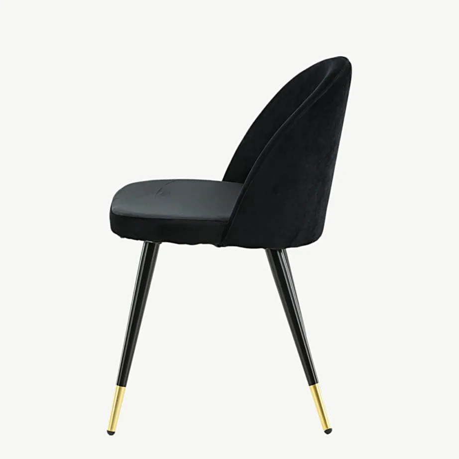 Mustast sametist söögitool mustade terasjalgade ja kuldsete detailidega, 19925-888 – 7
