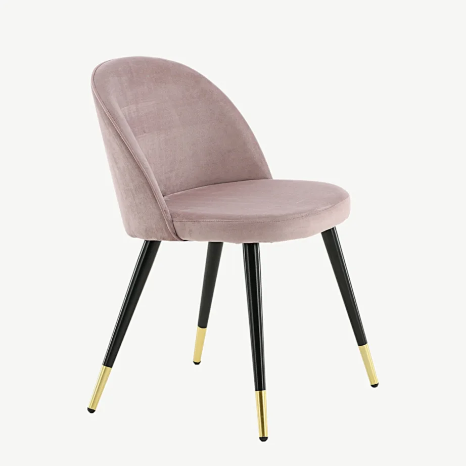 Tolmuroosast sametist söögitool mustade terasjalgade ja kuldse detailiga, 19925-889 – 3