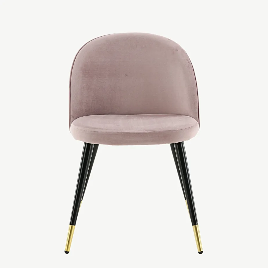 Tolmuroosast sametist söögitool mustade terasjalgade ja kuldse detailiga, 19925-889 – 4