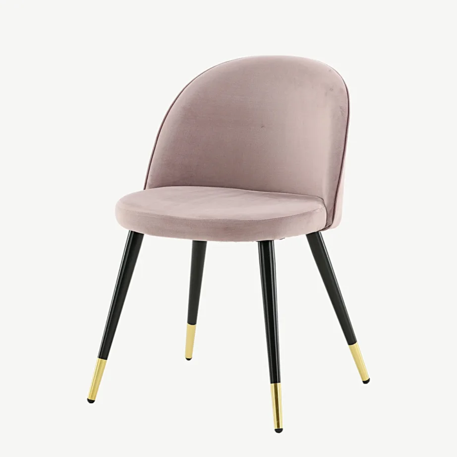 Tolmuroosast sametist söögitool mustade terasjalgade ja kuldse detailiga, 19925-889 – 5