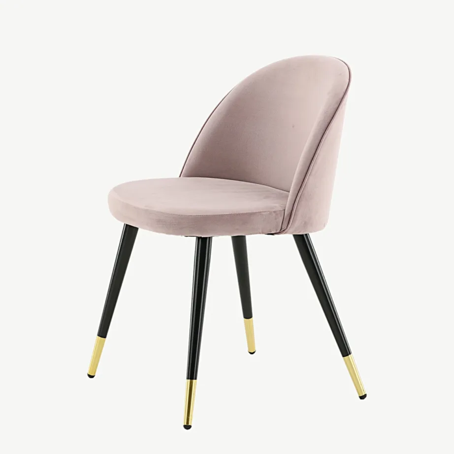 Tolmuroosast sametist söögitool mustade terasjalgade ja kuldse detailiga, 19925-889 – 6