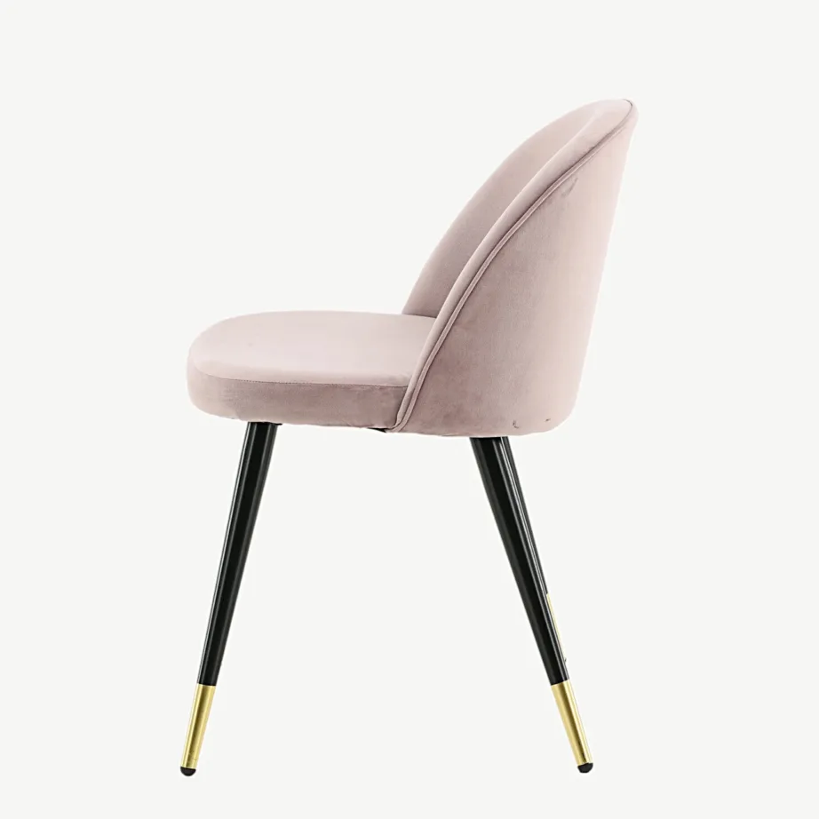 Tolmuroosast sametist söögitool mustade terasjalgade ja kuldse detailiga, 19925-889 – 7