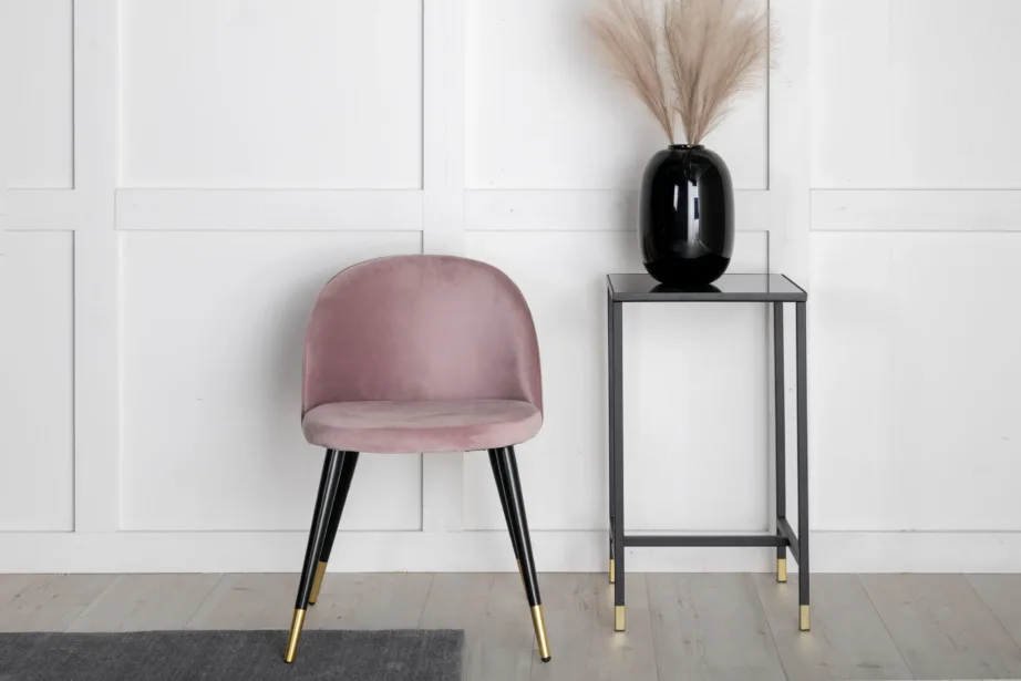 Tolmuroosast sametist söögitool mustade terasjalgade ja kuldse detailiga, 19925-889 – 8