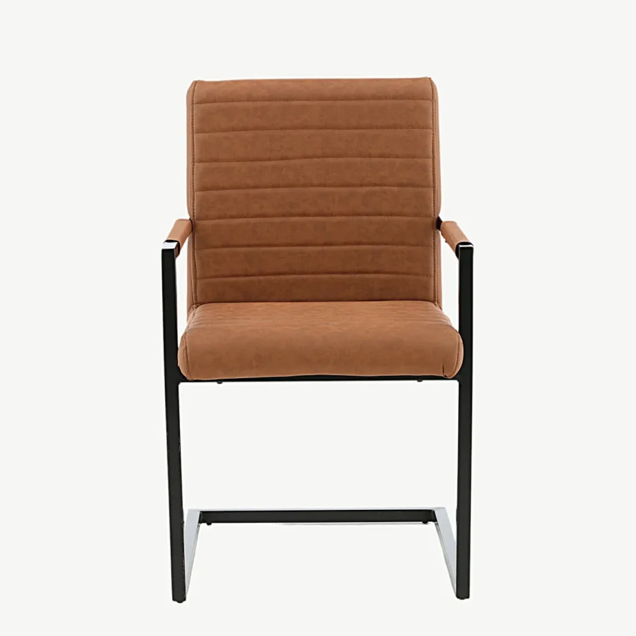 Pruunist kunstnahast söögitool Art, musta metallraamiga, käetugedega, 19926-438 – 5