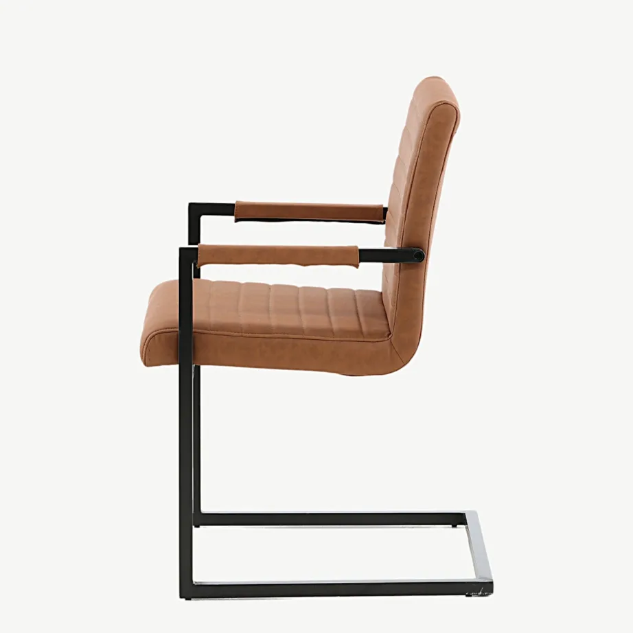 Pruunist kunstnahast söögitool Art, musta metallraamiga, käetugedega, 19926-438 – 7