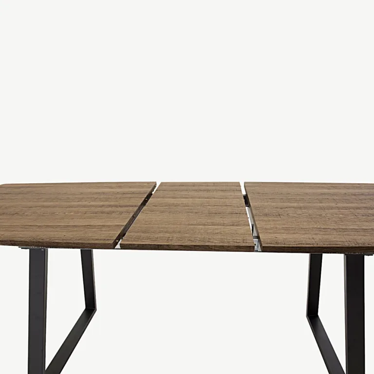 Pikendatav söögilaud Inca, tamme toonis MDF, mustad terasjalad, 160–200 × 85 cm - 19927-738