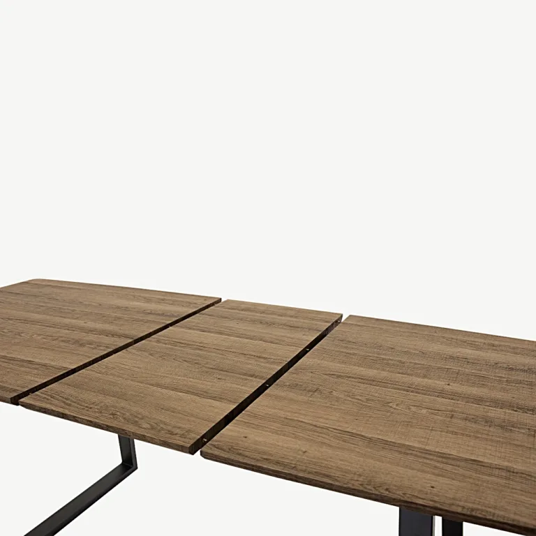 Pikendatav söögilaud Inca, tamme toonis MDF, mustad terasjalad, 160–200 × 85 cm - 19927-738