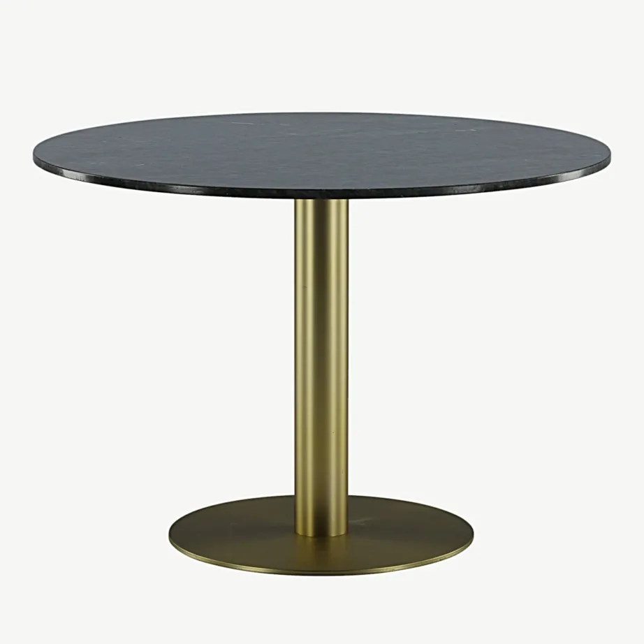 Estelle ümmargune marmorist söögilaud, tumehall, kuldne teras, ø106 cm, 19931-568 – 2