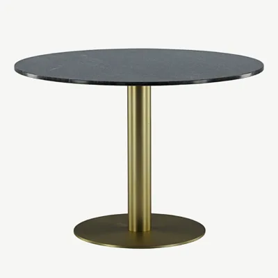 Estelle ümmargune marmorist söögilaud, tumehall, kuldne teras, ø106 cm - 19931-568