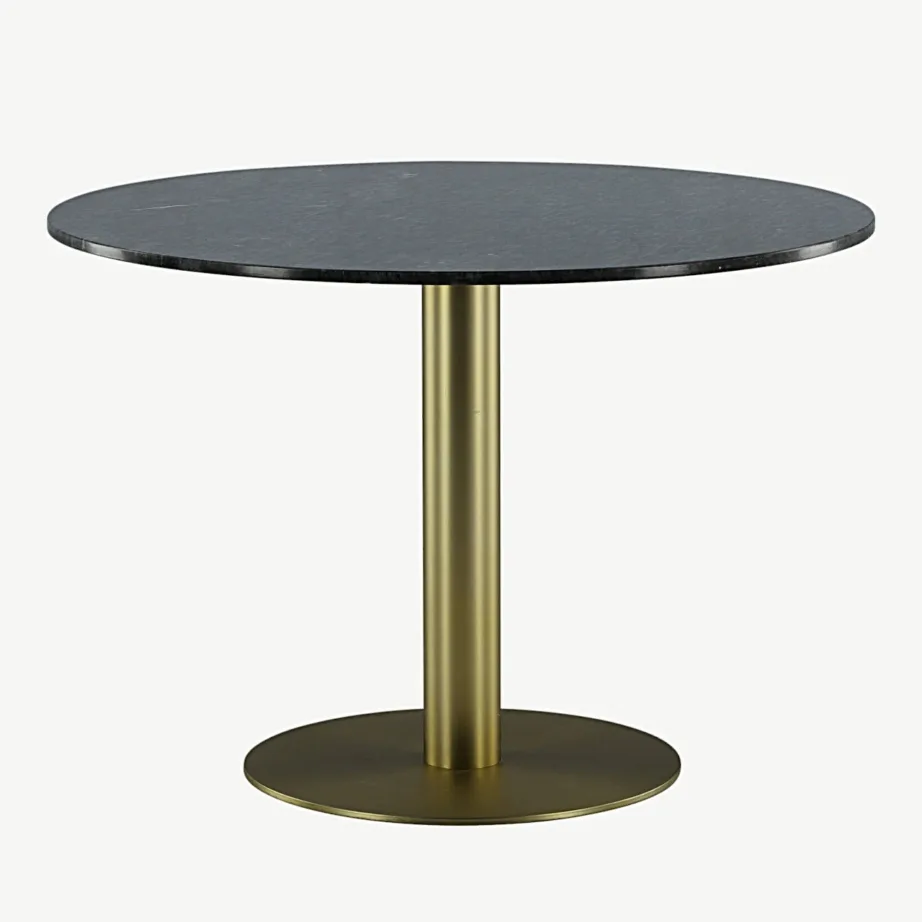 Estelle ümmargune marmorist söögilaud, tumehall, kuldne teras, ø106 cm, 19931-568 – 3