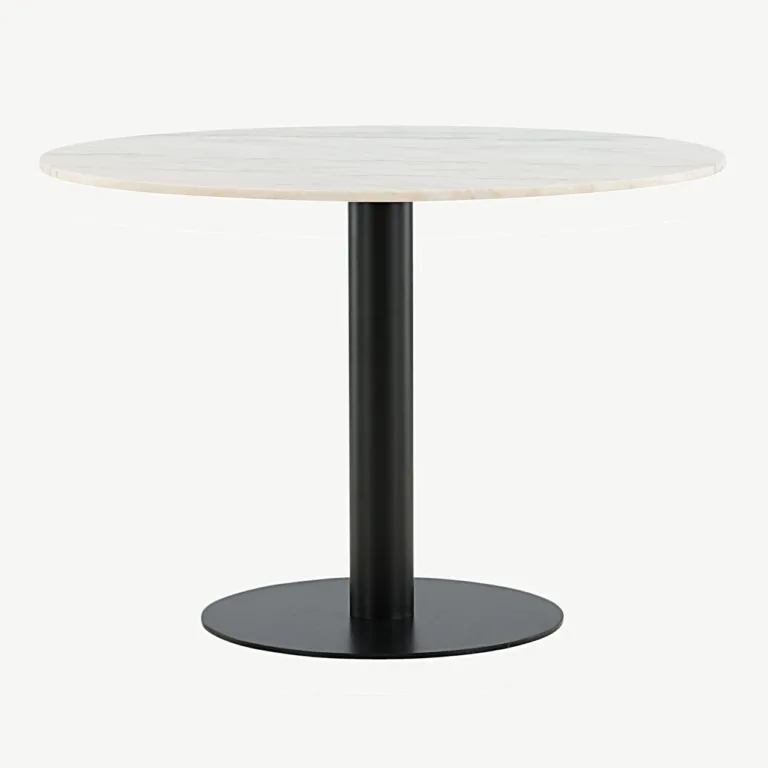 Estelle ümmargune söögilaud valgest marmorist, musta metalljalaga, ø106 cm - 19931-580