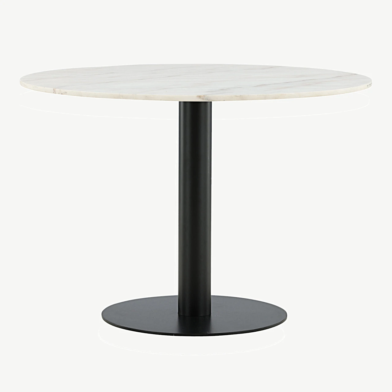 Estelle ümmargune söögilaud valgest marmorist, musta metalljalaga, ø106 cm - 19931-580