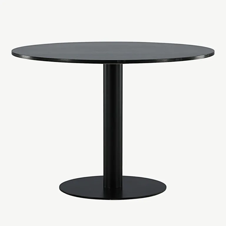 Ümmarguse marmorlauaga söögilaud Estelle, 106 cm, tumehall/must - 19931-588