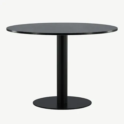 Ümmarguse marmorlauaga söögilaud Estelle, 106 cm, tumehall/must - 19931-588