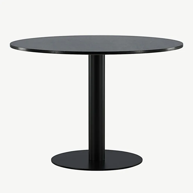 Ümmarguse marmorlauaga söögilaud Estelle, 106 cm, tumehall/must - 19931-588